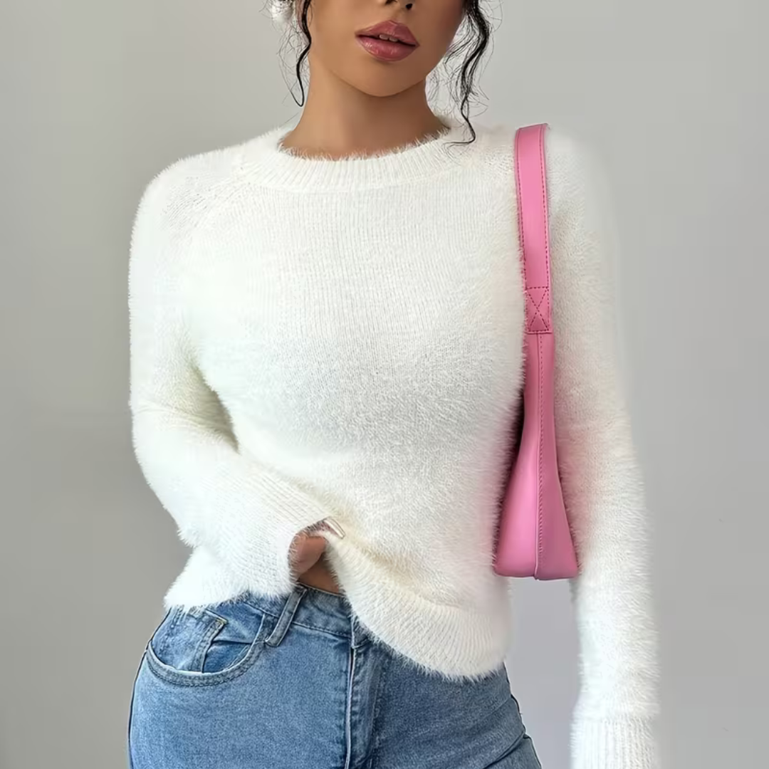 White Faux Fox Sweater
