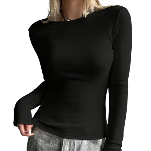 Women's Warm Slim-Fit Long Sleeve - Black