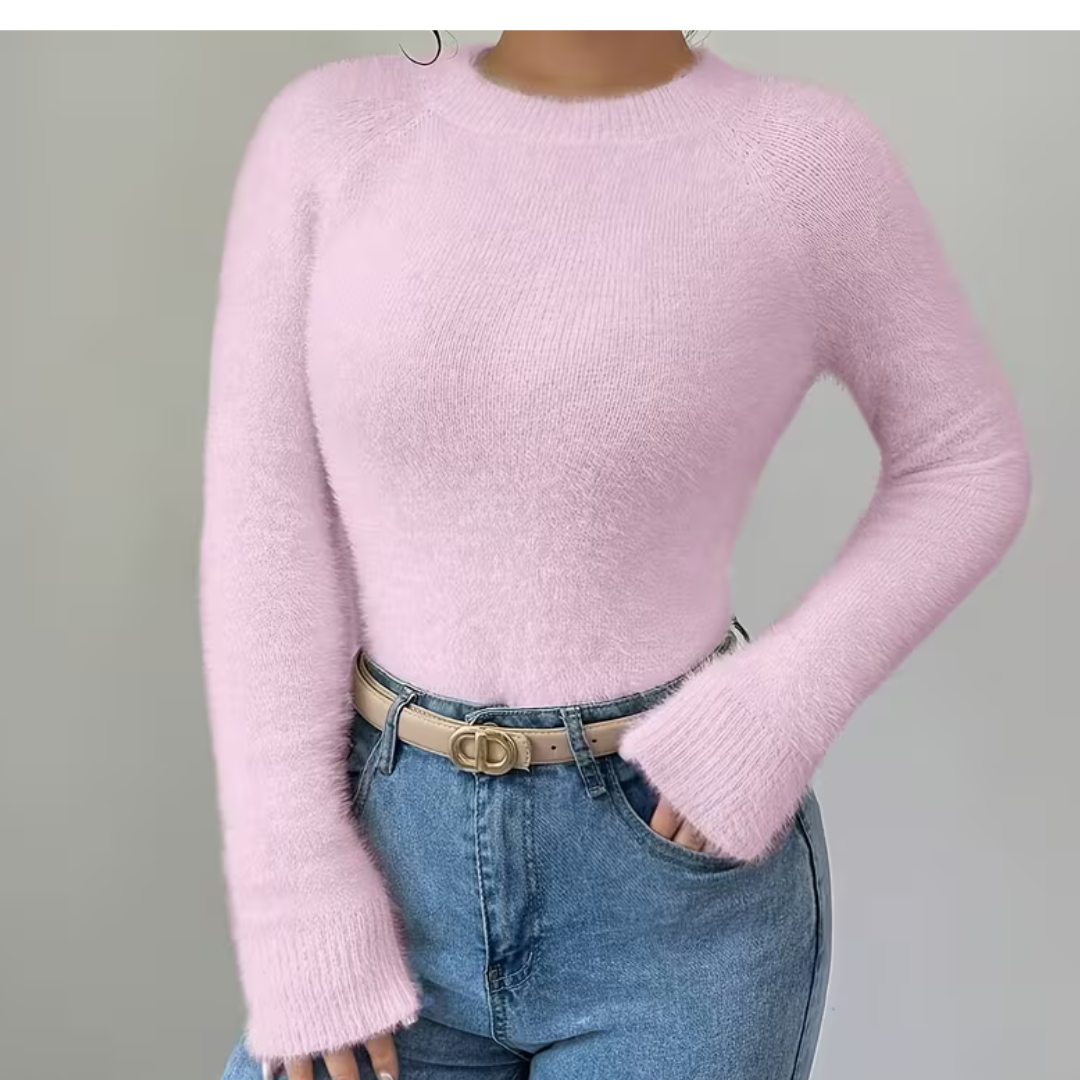 Pink Faux Fox Sweater