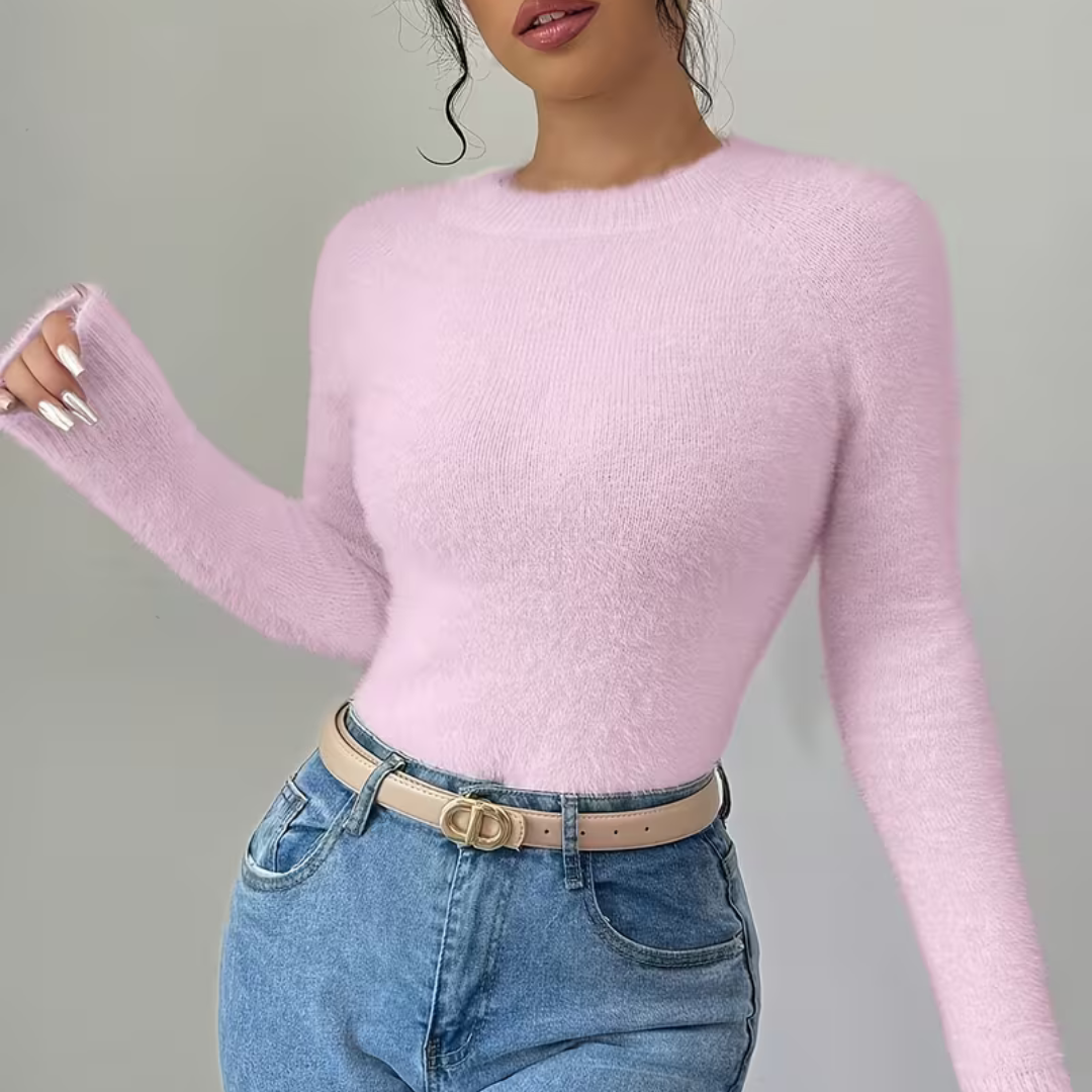 Pink Faux Fox Sweater
