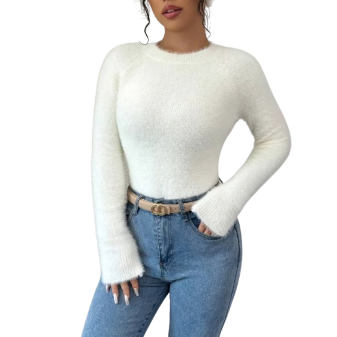 White Faux Fox Sweater