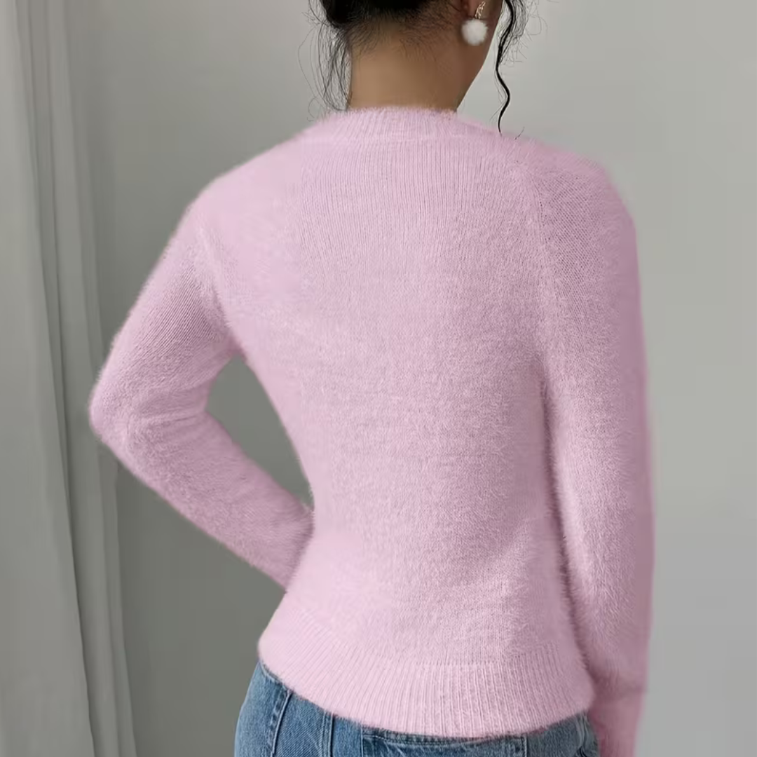 Pink Faux Fox Sweater
