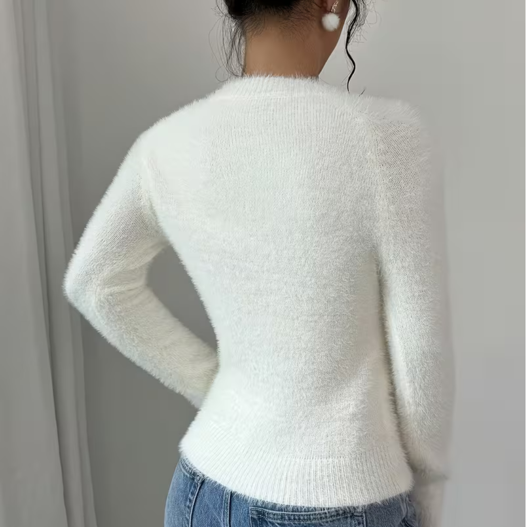 White Faux Fox Sweater